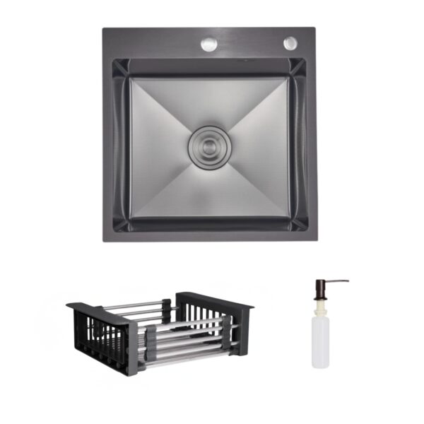 Комплект Lidz Handmade H5050HB Мойка для кухни интегрированная Decor Black PVD Honeycomb в комплекте с дозатором + Lidz LIDZK01B Комплект Lidz Handmade H5050HB Мийка для кухні інтегрована Decor Black PVD Honeycomb у комплекті з дозатором + Lidz LIDZK01B