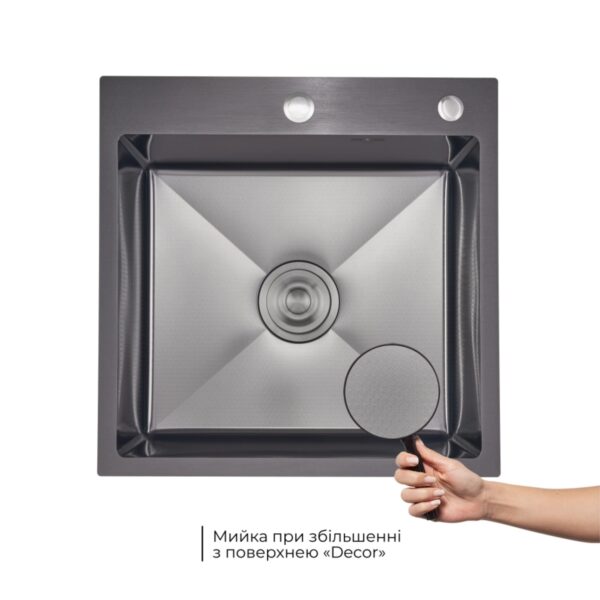 Комплект Lidz Handmade H5050HB Мойка для кухни интегрированная Decor Black PVD Honeycomb в комплекте с дозатором + Lidz LIDZK01B Комплект Lidz Handmade H5050HB Мийка для кухні інтегрована Decor Black PVD Honeycomb у комплекті з дозатором + Lidz LIDZK01B