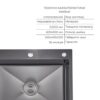 Комплект Lidz Handmade H6050HB Мийка для кухні інтегрована Decor Black PVD Honeycomb у комплекті з дозатором + LIDZK01B Корзина