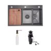 Комплект Lidz Handmade H7545B Мойка для кухни интегрированная Decor Black PVD Honeycomb LDH7545BDECPVD48373+Lidz (BLA) Измельчитель для Комплект Lidz Handmade H7545B Мийка для кухні інтегрована Decor Black PVD Honeycomb LDH7545BDECPVD48373+Lidz (BLA) Подрібнювач для