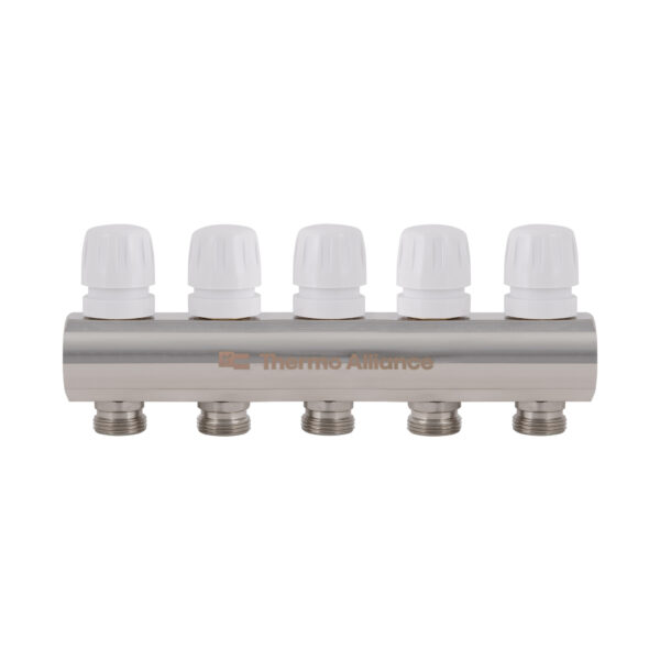 Коллектор латунный с расходомерами и евроконусами Thermo Alliance Standart 1" на 5 выходов TAS235W5E Колектор латунний з витратомірами та євроконусами Thermo Alliance Standart 1" на 5 виходів TAS235W5E