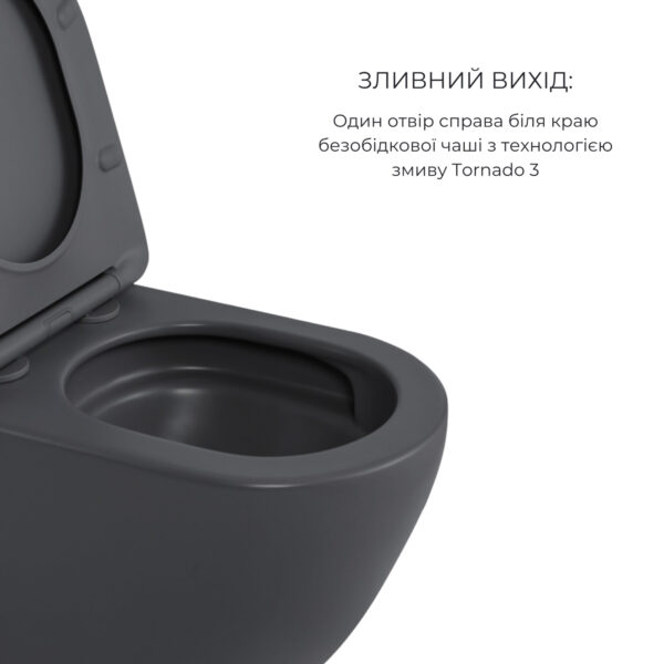 Комплект Qtap Robin Anthracite 3 в 1: підвісний унітаз Ultra Quiet + біде підвісне + раковина накладна QTROBAN49157