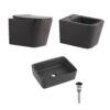 Комплект Qtap Tern Anthracite 3 в 1: підвісний унітаз Ultra Quiet + біде підвісне + раковина накладна QTROBAN49157
