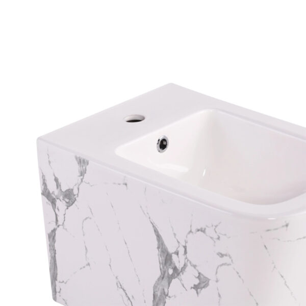 Комплект Qtap Tern Marble 3 в 1: підвісний унітаз Ultra Quiet + біде підвісне + раковина накладна QTTERMR49164