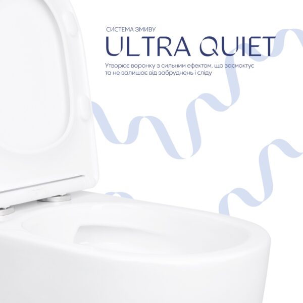 Унитаз напольный Qtap Evia Ultra Quiet 630×350×795 мм с сиденьем Soft-close, White QTEVI27W49258 Унітаз підлоговий Qtap Evia Ultra Quiet 630×350×795 мм з сидінням Soft-close, White QTEVI27W49258