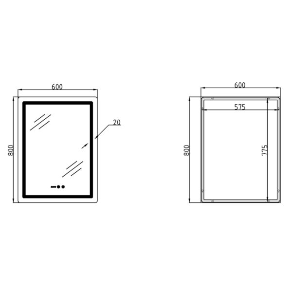 Зеркало Qtap Mideya (MI2) 600х800 с часами, с LED-подсветкой Touch, с антизапотеванием, диммером, рег. яркости Дзеркало Qtap Mideya (MI2) 600х800 з годинником, з LED-підсвічуванням Touch, з антизапотіванням, димером, рег. яскравості