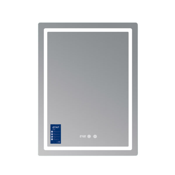 Зеркало Qtap Mideya (MI2) 600х800 с часами, с LED-подсветкой Touch, с антизапотеванием, диммером, рег. яркости Дзеркало Qtap Mideya (MI2) 600х800 з годинником, з LED-підсвічуванням Touch, з антизапотіванням, димером, рег. яскравості