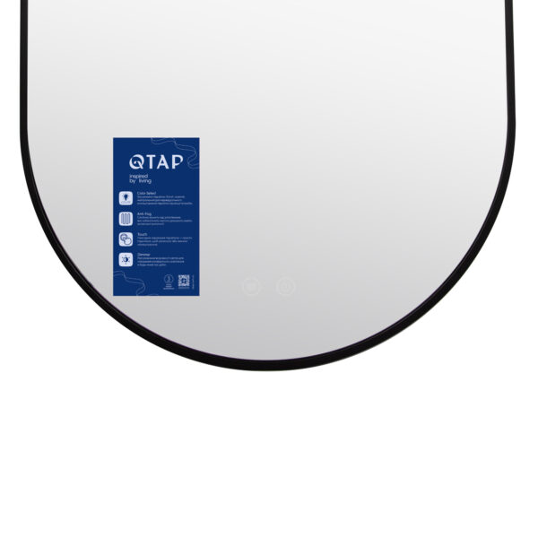 Зеркало Qtap Scorpio (SC1) с LED-подсветкой Touch, с антизапотеванием, с диммером, рег. темп цвета (3000-6500K) Black Дзеркало Qtap Scorpio (SC1) з LED-підсвічуванням Touch, з антизапотіванням, з димером, рег. темп. кольору (3000-6500K) Black