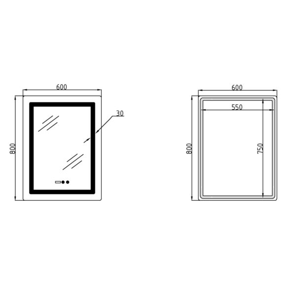Дзеркало Lidz Kubis (KU2) 600х800 з годинником, з LED-підсвічуванням Touch, з антизапотіванням, з димером, рег. яскравості Дзеркало Lidz Kubis (KU2) 600х800 з годинником, з LED-підсвічуванням Touch, з антизапотіванням, з димером, рег. яскравості