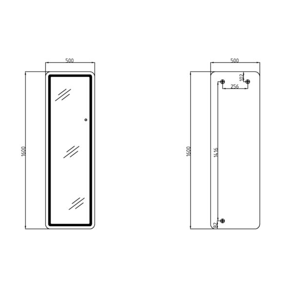 Зеркало Qtap Gemini 500х1600 с LED-подсветкой Touch, с диммером, QTGE50160049284 Дзеркало Qtap Gemini 500х1600 з LED-підсвічуванням Touch, з димером, QTGE50160049284