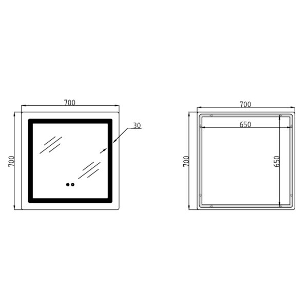 Зеркало Lidz Kubis (KU2) 700х700 с LED-подсветкой Touch, с антизапотеванием, с диммером, рег. яркости LDKU70070049288 Дзеркало Lidz Kubis (KU2) 700х700 з LED-підсвічуванням Touch, з антизапотіванням, з димером, рег. яскравості LDKU70070049288