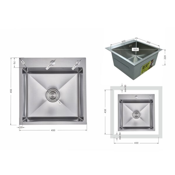 Мойка для кухни интегрированная Lidz Handmade H4545H Decor Honeycomb 2,5/0,5 мм LDH4545HDEC49437 Мийка для кухні інтегрована Lidz Handmade H4545H Decor Honeycomb 2,5/0,5 мм LDH4545HDEC49437