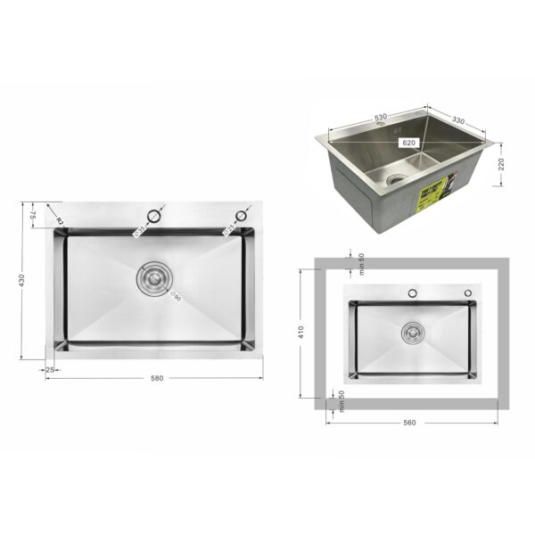 Мойка для кухни интегрированная Lidz Handmade H5843 Brushed Steel 3,0/1,0 мм LDH5843BRU49442 Мийка для кухні інтегрована Lidz Handmade H5843 Brushed Steel 3,0/1,0 мм LDH5843BRU49442