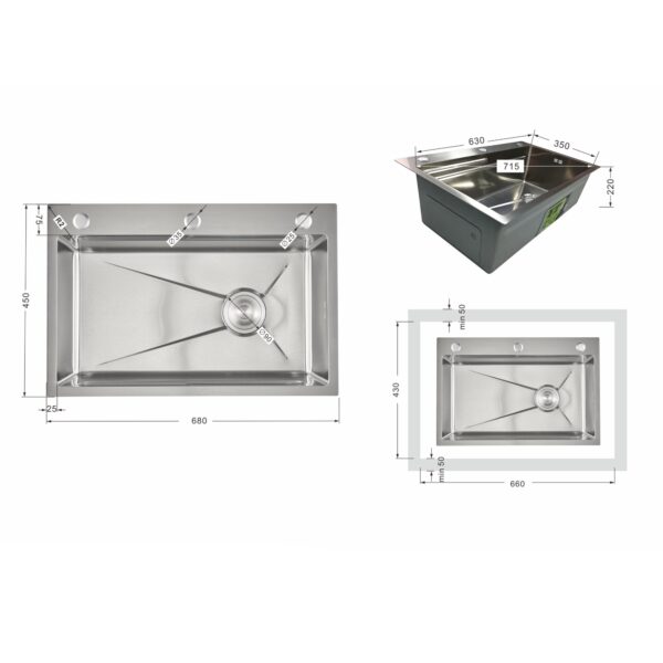 Мойка для кухни интегрированная Lidz Handmade H6845 Brushed Steel 3,0/1,0 мм LDH6845BRU49455 Мийка для кухні інтегрована Lidz Handmade H6845 Brushed Steel 3,0/1,0 мм LDH6845BRU49455