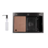 Мойка для кухни интегрированная Lidz Handmade H6845B Brushed Black PVD 3,0/1,0 мм LDH6845BRUBLM49456 Мийка для кухні інтегрована Lidz Handmade H6845B Brushed Black PVD 3,0/1,0 мм LDH6845BRUBLM49456