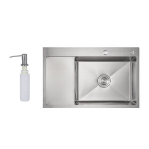 Мийка для кухні інтегрована Lidz Handmade Max 500 H7849L Brushed Steel, 3,0/1,0 мм, крило зліва, збільшена чаша LDH7849LBRU49463 Мийка для кухні інтегрована Lidz Handmade Max 500 H7849L Brushed Steel, 3,0/1,0 мм, крило зліва, збільшена чаша LDH7849LBRU49463