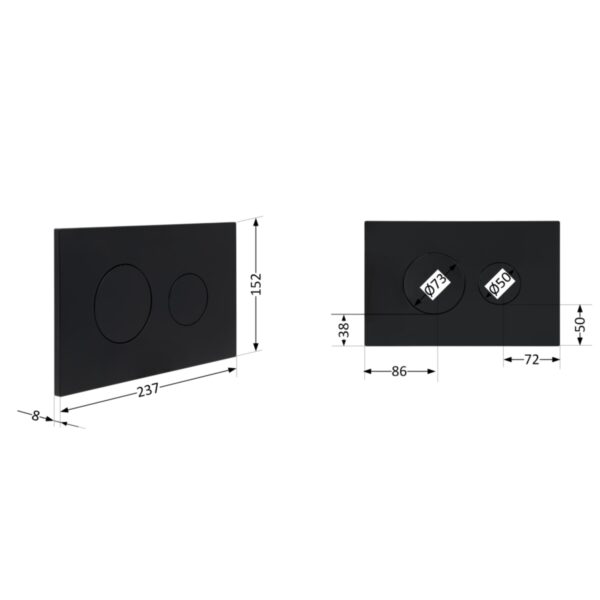 Клавіша змиву Qtap Standard 152x236x28 мм, Matt Black, кругла QTSTD164BLM49470 Клавіша змиву Qtap Standard 152x236x28 мм, Matt Black, кругла QTSTD164BLM49470