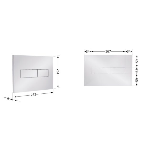 Клавіша змиву Qtap Standard 152x236x28 мм, Chrome, лінійна QTSTD164CRM49472 Клавіша змиву Qtap Standard 152x236x28 мм, Chrome, лінійна QTSTD164CRM49472