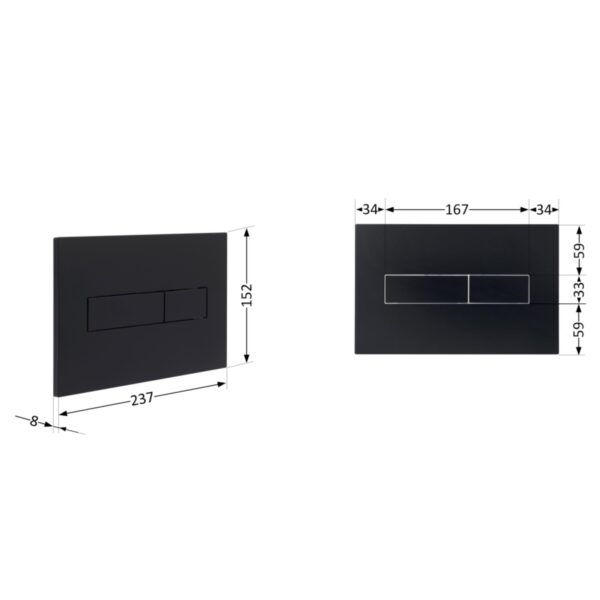 Клавіша змиву Qtap Standard 152x236x28 мм, Matt Black, лінійна QTSTD164BLM49473 Клавіша змиву Qtap Standard 152x236x28 мм, Matt Black, лінійна QTSTD164BLM49473