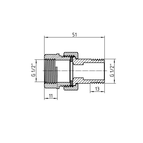 Згон-американка Thermo Alliance Forte 1/2"ВЗ никелированный, прямой, под плоскую прокладку TAFG190W15 Згін-американка Thermo Alliance Forte 1/2"ВЗ нікельований, прямий, під плоску прокладку TAFG190W15