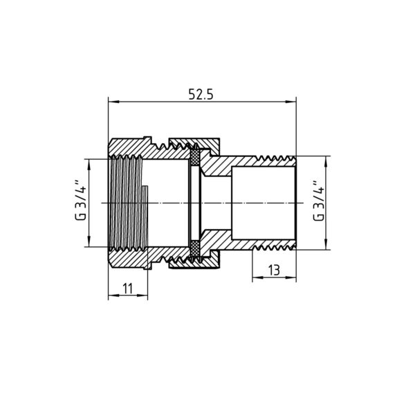 Згін-американка Thermo Alliance Forte 3/4"ВЗ нікельований, прямий, під плоску прокладку TAFG190W20