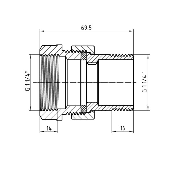 Згон-американка Thermo Alliance Forte 1 1/4"ВЗ никелированный, прямой, под плоскую прокладку TAFG190W32 Згін-американка Thermo Alliance Forte 1 1/4"ВЗ нікельований, прямий, під плоску прокладку TAFG190W32