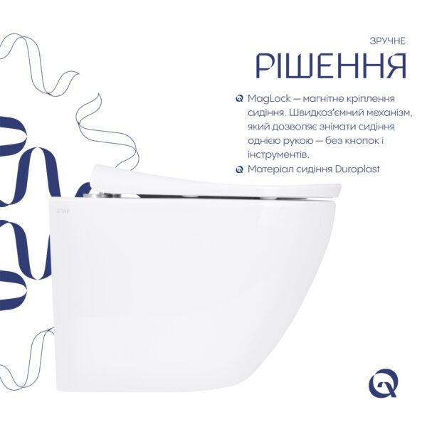 Унітаз підвісний Qtap Robin ML Ultra Quiet 490x365x325 мм, з сидінням Soft-close MagLock, White QTROBML26W49621 Унітаз підвісний Qtap Robin ML Ultra Quiet 490x365x325 мм, з сидінням Soft-close MagLock, White QTROBML26W49621