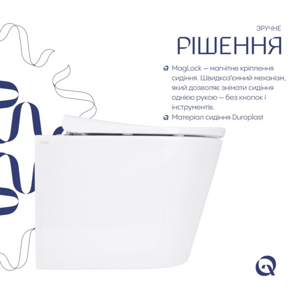 Унітаз підвісний Qtap Scorpio ML Ultra Quiet 490x365x325 мм, з сидінням Soft-close MagLock, White QTSCOML26W49622 Унітаз підвісний Qtap Scorpio ML Ultra Quiet 490x365x325 мм, з сидінням Soft-close MagLock, White QTSCOML26W49622