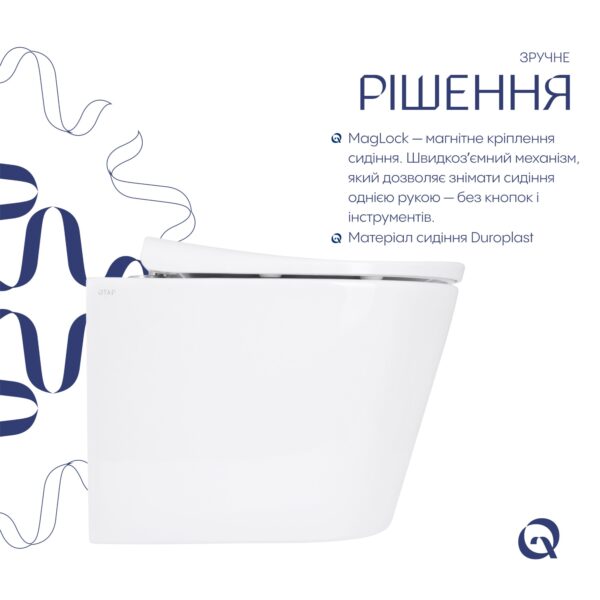 Унітаз підвісний Qtap Scorpio ML Ultra Quiet 520x365x365 мм, з сидінням Soft-close MagLock, White QTSCOML26W49624 Унітаз підвісний Qtap Scorpio ML Ultra Quiet 520x365x365 мм, з сидінням Soft-close MagLock, White QTSCOML26W49624