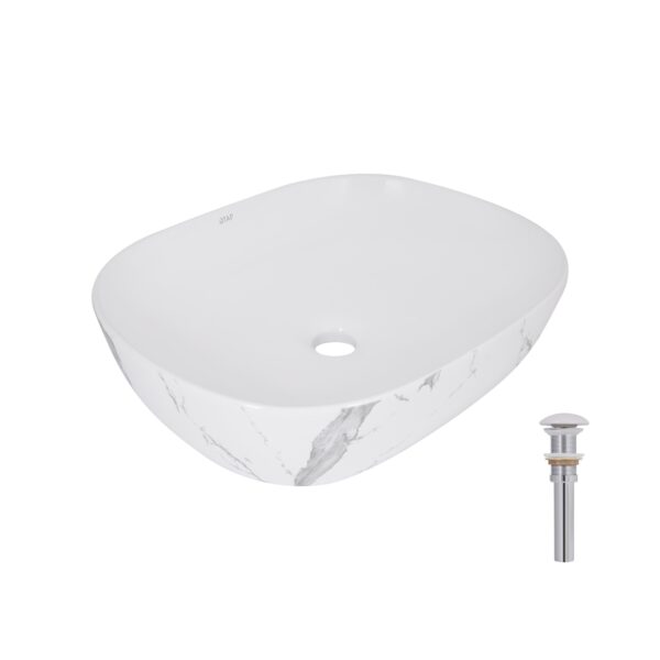 Раковина накладна Qtap Aquarius 470x380x120 мм, Marble, прямокутна, з донним клапаном QTAQA188MR49782