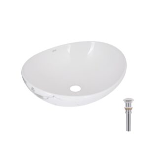 Раковина накладна Qtap Dove 415x340x140 мм, Marble, овальна, з донним клапаном QTDOV188SB49785