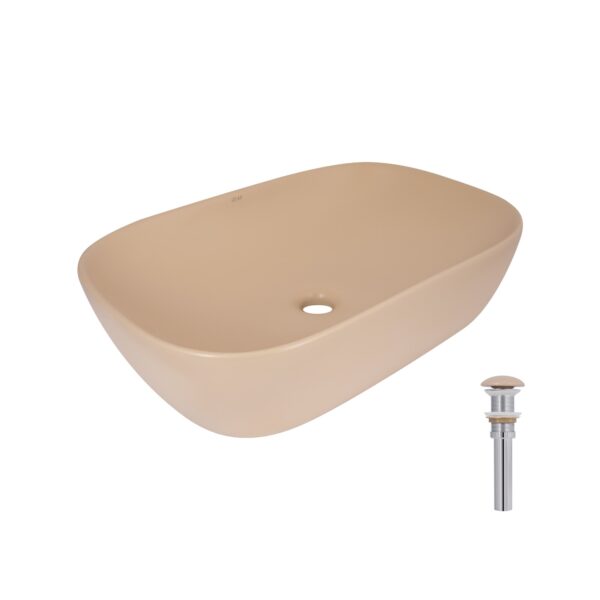 Раковина накладная Qtap Robin 600x390x150 мм, Beige, прямоугольная, с донным клапаном QTROB188SB49787 Раковина накладна Qtap Robin 600x390x150 мм, Beige, прямокутна, з донним клапаном QTROB188SB49787
