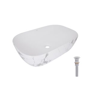 Раковина накладна Qtap Robin 600x390x150 мм, Marble, прямокутна, з донним клапаном QTROB188MR49788