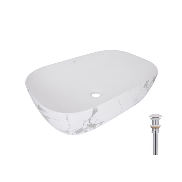 Раковина накладная Qtap Robin 600x390x150 мм, Marble, прямоугольная, с донным клапаном QTROB188MR49788 Раковина накладна Qtap Robin 600x390x150 мм, Marble, прямокутна, з донним клапаном QTROB188MR49788