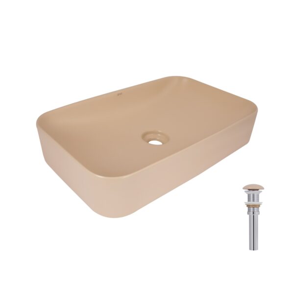 Раковина накладная Qtap Tern 610x350x135 мм, Beige, прямоугольная, с донным клапаном QTTER188SB49790 Раковина накладна Qtap Tern 610x350x135 мм, Beige, прямокутна, з донним клапаном QTTER188SB49790