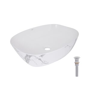 Раковина накладна Qtap Cardinal 500х380х140 мм, Marble, прямокутна, з донним клапаном QTCAR188MR49826