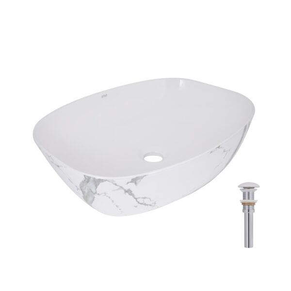 Раковина накладна Qtap Cardinal 500х380х140 мм, Marble, прямокутна, з донним клапаном QTCAR188MR49826