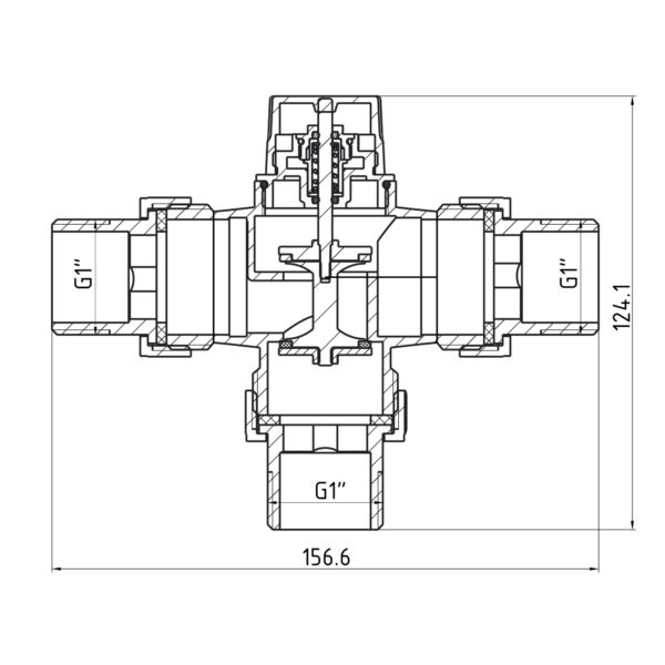 Кран триходовий розподільний без термоголовки Thermo Alliance Forte (M30x1,5; 30-70°С) 1" (11/4") TAF362W2532 Кран триходовий розподільний без термоголовки Thermo Alliance Forte (M30x1,5; 30-70°С) 1" (11/4") TAF362W2532