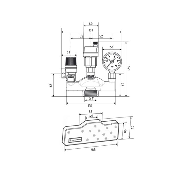 Група безпеки Forte 1"В для котла з теплоізоляцієй (у зборі) TAF290 Thermo Alliance Група безпеки Forte 1"В для котла з теплоізоляцієй (у зборі) TAF290 Thermo Alliance