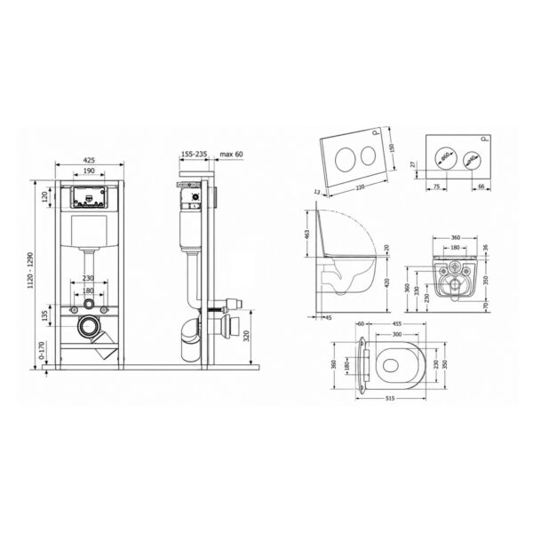 Готовое решение Qtap для ванной комнаты: подвесной унитаз Taurus Ultra Quiet 515×360×350 + комплект инсталляции Nest 4 в 1 (круглая Готове рішення Qtap для ванної кімнати: підвісний унітаз Taurus Ultra Quiet 515×360×350 + комплект інсталяції Nest 4 в 1 (кругла