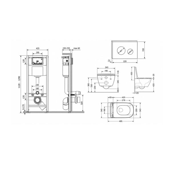Готове рішення Qtap для ванної кімнати: підвісний унітаз Gemini Ultra Quiet 485×340×350 + комплект інсталяції Nest 4 в 1 (кругла Готове рішення Qtap для ванної кімнати: підвісний унітаз Gemini Ultra Quiet 485×340×350 + комплект інсталяції Nest 4 в 1 (кругла