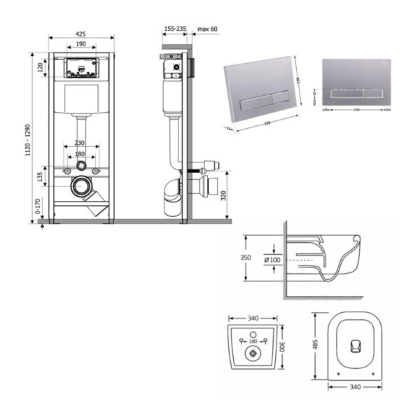 Готове рішення Qtap для ванної кімнати: підвісний унітаз Gemini Ultra Quiet 485×340×350 + комплект інсталяції Nest 4 в 1 (лінійна Готове рішення Qtap для ванної кімнати: підвісний унітаз Gemini Ultra Quiet 485×340×350 + комплект інсталяції Nest 4 в 1 (лінійна