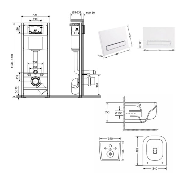 Готове рішення Qtap для ванної кімнати: підвісний унітаз Gemini Ultra Quiet 485×340×350 + комплект інсталяції Nest 4 в 1 (лінійна Готове рішення Qtap для ванної кімнати: підвісний унітаз Gemini Ultra Quiet 485×340×350 + комплект інсталяції Nest 4 в 1 (лінійна