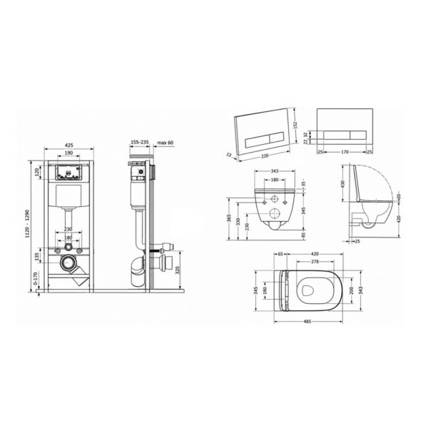 Готове рішення Qtap для ванної кімнати: підвісний унітаз Gemini Ultra Quiet 485×340×350 + комплект інсталяції Nest 4 в 1 (лінійна Готове рішення Qtap для ванної кімнати: підвісний унітаз Gemini Ultra Quiet 485×340×350 + комплект інсталяції Nest 4 в 1 (лінійна