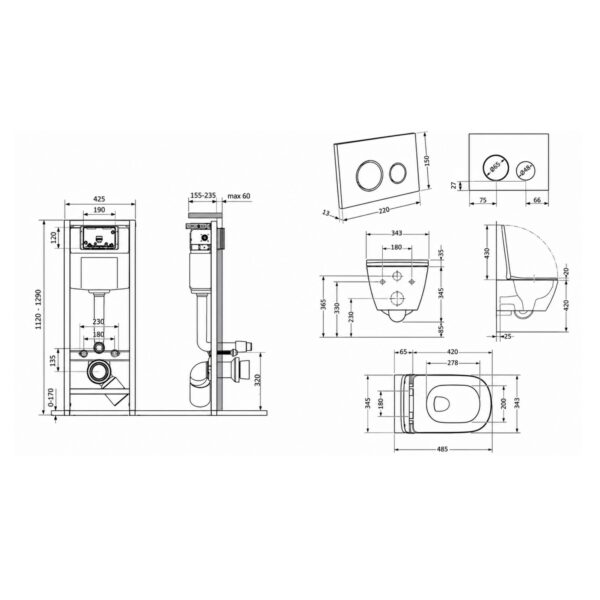 Готове рішення Qtap для ванної кімнати: підвісний унітаз Gemini Ultra Quiet 485×340×350 + комплект інсталяції Nest 4 в 1 (кругла Готове рішення Qtap для ванної кімнати: підвісний унітаз Gemini Ultra Quiet 485×340×350 + комплект інсталяції Nest 4 в 1 (кругла