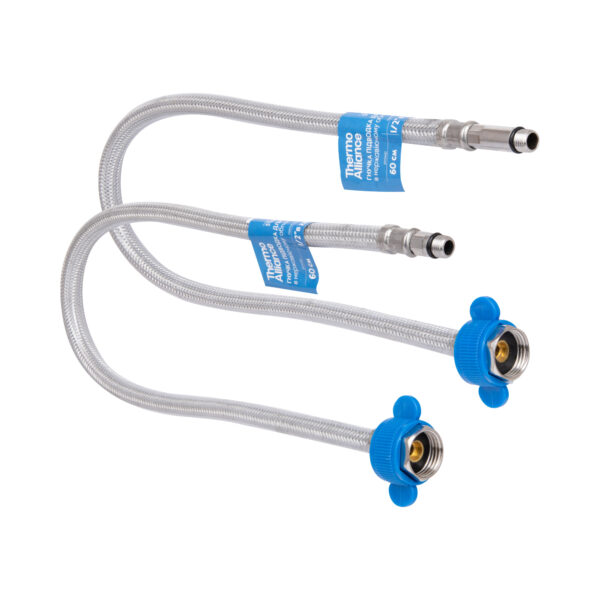 Шланг для смесителя Thermo Alliance Standart 50 см, нерж. оплетка в силиконе, М10x1/2"В (пара) TAS391W50 Шланг для змішувача Thermo Alliance Standart 50 см, нерж. обплетення в силіконі, М10x1/2"В (пара) TAS391W50