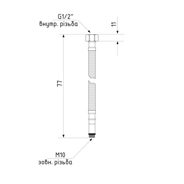 Шланг для смесителя Thermo Alliance Standart 60 см, нерж. оплетка в силиконе, М10x1/2"В (пара) TAS391W60 Шланг для змішувача Thermo Alliance Standart 60 см, нерж. обплетення в силіконі, М10x1/2"В (пара) TAS391W60
