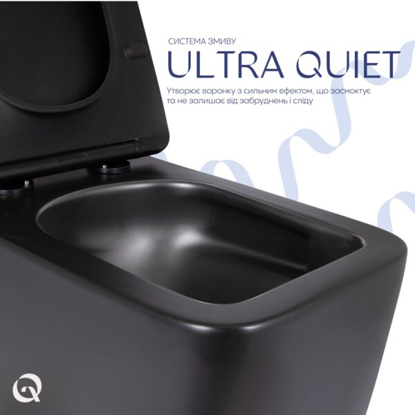 Унітаз підвісний Qtap Gemini Ultra Quiet 485×340×350 мм, Matt Black, з сидінням Slim Duroplast / Soft-close / Quick Release Унітаз підвісний Qtap Gemini Ultra Quiet 485×340×350 мм, Matt Black, з сидінням Slim Duroplast / Soft-close / Quick Release