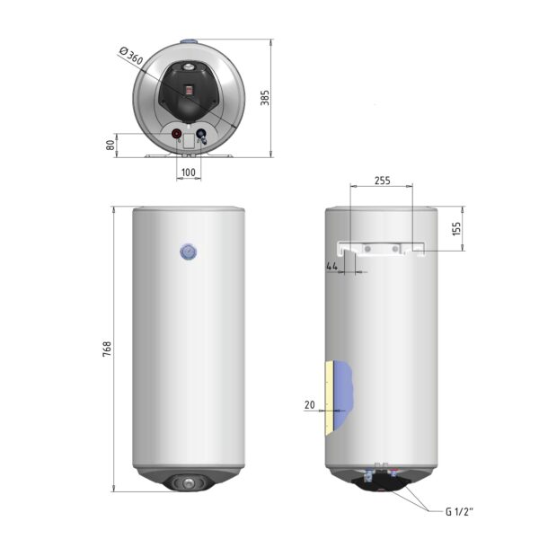 Водонагреватель электрический Thermo Alliance Spectra slim 50 л вертикальный, сухие ТЭНы 1,6 кВт, d 360 мм Водонагрівач електричний Thermo Alliance Spectra slim 50 л вертикальний, сухі ТЕНи 1,6 кВт, d 360 мм