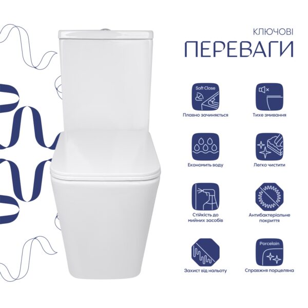 Унітаз підлоговий Qtap Crow Ultra Quiet безобідковий з сідінням Soft-close QTCRO27W51028 Унітаз підлоговий Qtap Crow Ultra Quiet безобідковий з сідінням Soft-close QTCRO27W51028